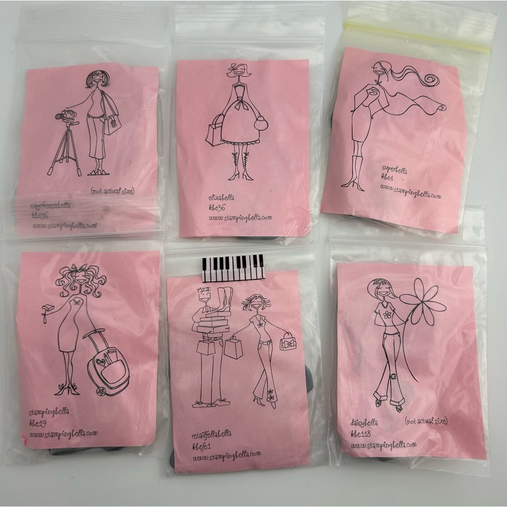 Lot of 6 Rubber Stamps by Stamping Bella
